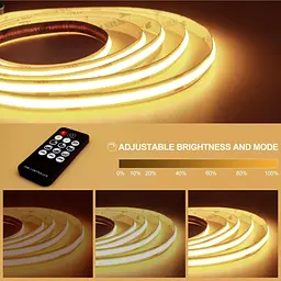 LED стрічка ROUKLE 8 мм COB LED Strip Light - 10M 24V Dimmable Super Bright Tape Lights CRI90+ з радіочастотним пультом - мініатюра 5