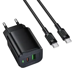 МЗП Borofone BAS85A Star PD30W+QC3.0 (1USB-A/1C) + кабель Type-C to Type-C Black - мініатюра 6