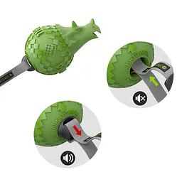 Іграшка для Собак Gigwi Dinoball Динозавр Зелений зі звуком, що відключається 14 см - мініатюра 4