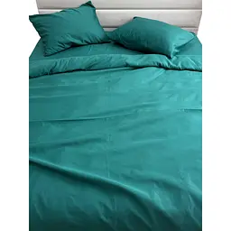 Комплект постільної білизни Ecotton Dark Green півтораспальний полісатин темно-зелений (25309)