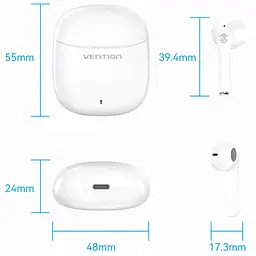 Навушники TWS Vention Elf Earbuds E02 White - мініатюра 8