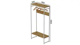 Вішалка модульна підлогова Ferrum-decor Треліс 14 180x90x38 білий ДСП Дуб Артізан 16мм (FRD-104351) - мініатюра 3