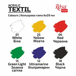 Набір фарб для розпису тканин CAT 6×20 мл Rosa Talent - мініатюра 4