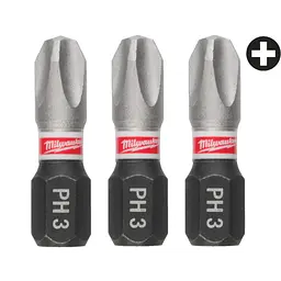 Біта SHOCKWAVE MILWAUKEE, PH3, 25мм, (3шт)