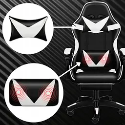 Крісло геймерське PLAYER з підставкою для ніг White/Black - мініатюра 4