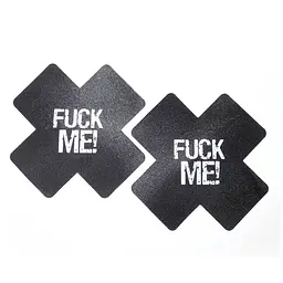 Вінілові наклейки на соски з принтом 'Fuck Me!' One size чорний (K000253)
