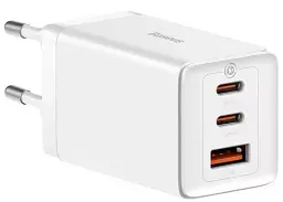 Мережевий зарядний пристрій Baseus GaN5 Pro Fast Charger 2Type-C+USB 65W + Cable Type-C to Type-C CCGP120202 White - мініатюра 2