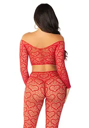 Комплект топ і легінси Leg Avenue Off The Shoulder, One Size, Red, довгий рукав - мініатюра 3