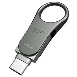 USB флеш накопичувач Silicon Power 64GB Mobile C80 Silver USB 3.2 (SP064GBUC3C80V1S) - мініатюра 2