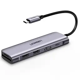 Розгалужувач - хаб Ugreen CM195 Usb-C to 2 Ports Usb3.0-A Hub + HDMI + TF / SD (UGR-70411) сірий - мініатюра 4