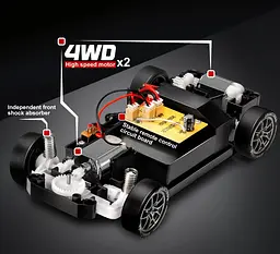 Машинка для дрифта на радіокеруванні Porsche S814 1:24 4WD з LED-ліхтарями (Темно-сірий) - мініатюра 6