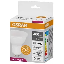Лампочка Osram LED VALUE, PAR16, 5W, 4000K GU10 (4058075689541) - мініатюра 2