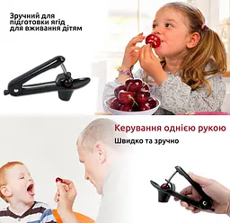 Вишнечистка вишнедавка прилад для видалення кісточок з вишні, черешні, маслин, Kitchen Master Чорний 85346 - мініатюра 3