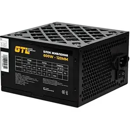 Блок живлення GTL 600 Вт Black, 120 мм, 2xMolex / 3xSATA / 1x6+2-pin / 1x4+4-pin / 1x24-pin, захист SCP / OCP / OVP / UVP, пласкі чорні кабелі збільшеної довжини (GTL-600-120)