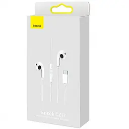Навушники Baseus дротові з конектором USB-C Encok CZ19 (Type-C) A00182201213-00 білі - мініатюра 8