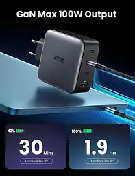 Зарядний пристрій блок-адаптер живлення Ugreen CD226 100 W Wall Charger (40747) - мініатюра 6