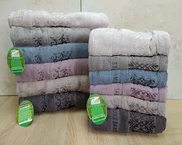 Набір турецьких махрових рушників Cestepe 50х90 6 штук + 70х140 6 штук Bamboo Ekol - мініатюра 1