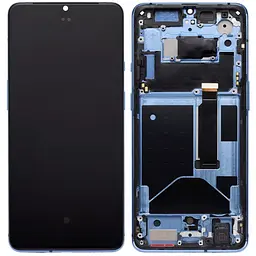 Дисплей OnePlus 7T чорний, OLED Small LCD, з рамкою синього кольору, Glacier Blue