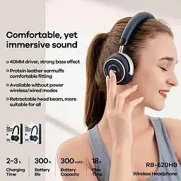 Навушники бездротові накладні Remax RB-620HB BT 5.0 стерео гарнітура синя - мініатюра 3