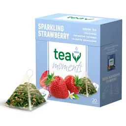 Чай Tea Moments Sparkling Strawberry зелений 20х1.8 г пірамідки (tm.02920) - мініатюра 2