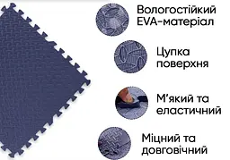 Татамі мат EasyFit SwallowTail 4 шт (60х60х1 см) пазл хвіст ластівки синій - мініатюра 2