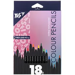 Олівці кольорові Yes Fusion 18 кольорів чорне дерево (290767)