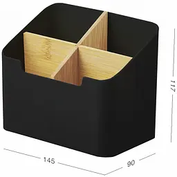 Органайзер для дрібниць МВМ My Home Scandinavia 14.5х9х11.7 см чорний (FH-47 BLACK/WOOD) - мініатюра 6