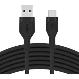 Кабель Belkin USB-A > USB-C заряджання/синхронізації 3м, 15Вт, Type-C, силіконовий з кліпсою, чорний teh0013621
