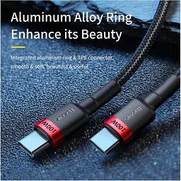 Кабель Baseus Cafule Flash Charging Type-C to Type-C PD 2.0 100W (2m) red/black (CATKLF-AL91) - мініатюра 4
