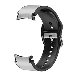 Ремінець для Samsung Galaxy Watch 4 40mm - біло-чорний ширина кріплення 20мм силікон-шкіра Watchbands West (W17-7WB99112969) - мініатюра 2