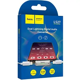 Adapter Hoco LS27 Dual 2in1 Lightning -> 2 Lightning Grey - мініатюра 3