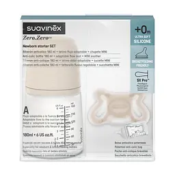 Набір для годування новонароджених Suavinex Zero. Zero Beige (пляшка 180 мл + пустушка) (308426) - мініатюра 5