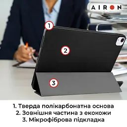 Чехол AIRON Premium SOFT для iPad Air 13 2024 с защитной пленкой и салфеткой Black - мініатюра 8