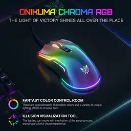 Комп'ютерна мишка Onikuma C22 з RGB підсвіткою 6400 DPI дротова ігрова для комп’ютера та ноутбука безшумна - мініатюра 6