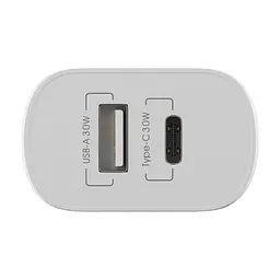 Зарядний пристрій Globex 1xUSB + 1xUSB-C 30W FastPower white (30WAC)