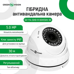 Гібридна антивандальна камера GV-114-GHD-H-DOK50V-30 - мініатюра 2