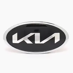 Емблема Kia NEW TYPE, чорна (новий шрифт), 170x84 мм (хромований обідок), алюміній + ABS (на скотчі + 3 ніжки) (заводська) - мініатюра 2