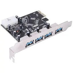 Контролер PCI-E USB3.0 (4ext. Molex) VIA RTL