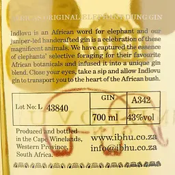 Джин Ibhu Indlovu Elephant-Foraged Botanicals Gin 43% 0.7 л - мініатюра 6