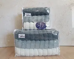 Набір турецьких махрових рушників Cestepe MicroCotton Premium 3 штуки 50x90 + 3 штуки 70х140 Ezgi 6 щільність 600 г/м2 - мініатюра 6