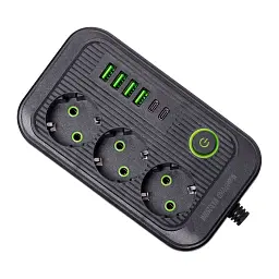 Мережевий фільтр-подовжувач Yiwu HP-5-22 LUXE F016U на 3 розетки 6 USB 4,75 метри чорний  - мініатюра 3