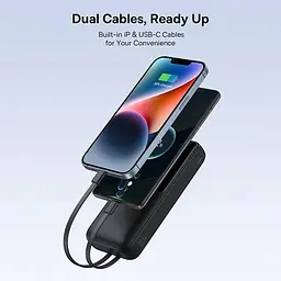 Повербанк Baseus 20000 mAh 22.5W з вбудованими кабелями Type-C та Lightning з LED-дисплеєм і швидкою зарядкою PD/QC - мініатюра 5