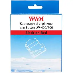 Стрічка для принтера етикеток WWM для Epson LW-400/700 18mm х 8m Black-on-Red (WWM-SC18R)
