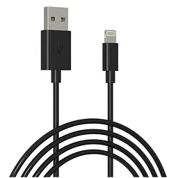 Дата кабель USB 2.0 AM to Lightning 1.0m Cu, 2.1А, Black Grand-X (PL01B) - мініатюра 3