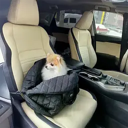 Сумка переноска автогамак для тварин котів собаки домашніх тварин до 10 кг автокрісло в машину сумки для перевезення автомобільний dogs bomba чорна  - мініатюра 4