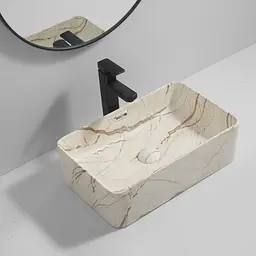 Умивальник накладний Mixxus Premium Quadro-0208 marble 480x315x140 мм з переливом MP6518, Мармур - мініатюра 3