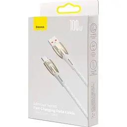 Кабель Baseus Glimmer Series Fast Charging Cable USB to Type-C 100W 1m CADH000402 White - мініатюра 6