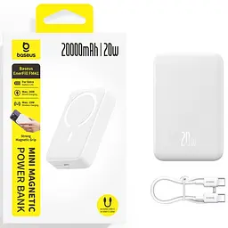 Портативний ЗП Power Bank Baseus EnerFill FM41 Mini Magnetic PD20W з БЗП 20000mAh (E0027U) Moon White - мініатюра 4