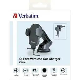 Універсальний автотримач Verbatim FWC-01 with Qi Fast Wireless Car Charger (49552) - мініатюра 11