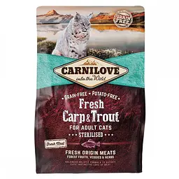 Сухий корм Carnilove Fresh Carp & Trout Sterilised for Adult cats 2 кг короп і форель для стерилізованих кішок - мініатюра 4